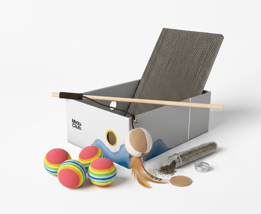 Combo Diversión Total 🧶 (Rascador + Varita + Set pelotas + Catnip) - Miau Club