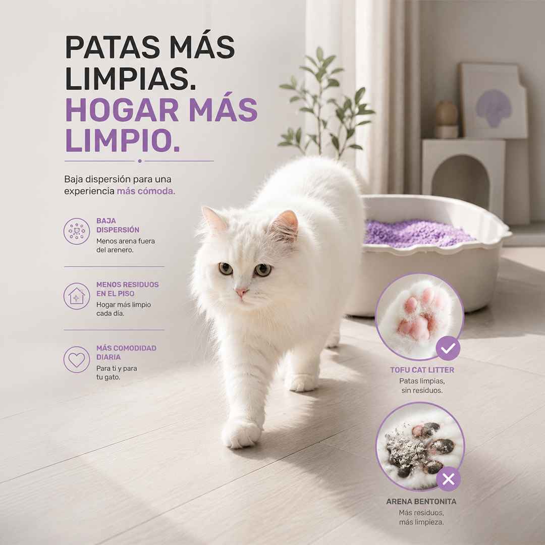 Arena de Tofu Saludable para Gatos: Natural y sin Polvo - Miau Club