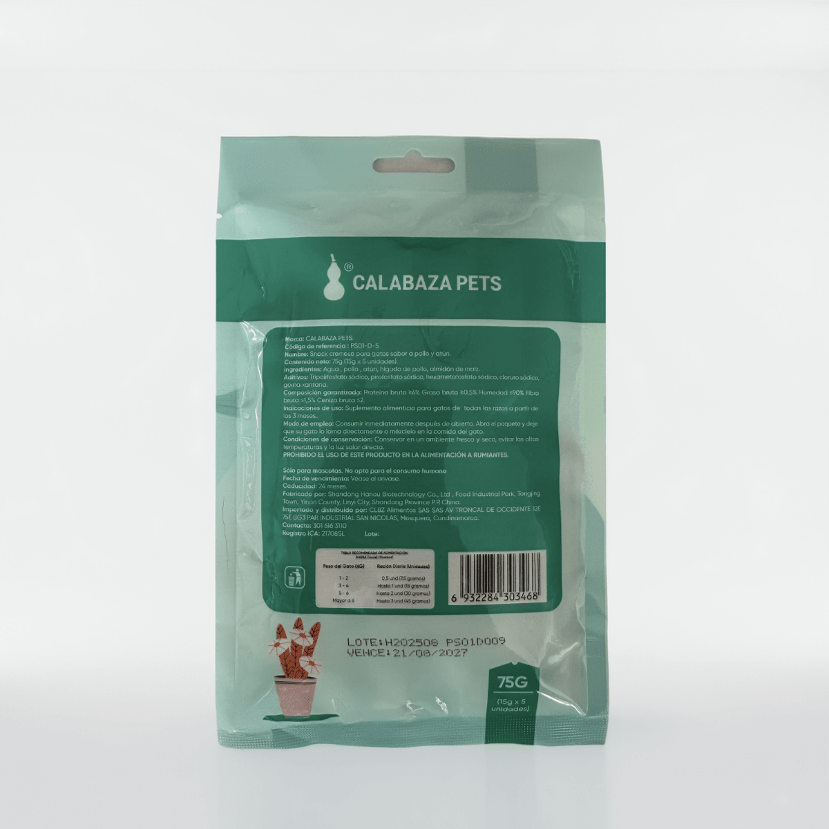 Snack cremoso para gatos sabor a Pollo & Atún X 5und. - Miau Club