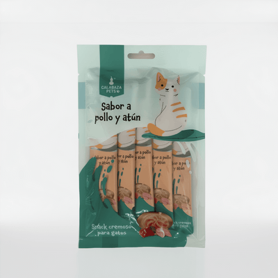 Snack cremoso para gatos sabor a Pollo & Atún X 5und - Miau Club